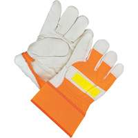 Gants d'ajusteur classiques haute visibilit&eacute;, Taille unique, Paume en Cuir fleur de vache, Doublure en Peluche d'acrylique Distribution Industrielle GC