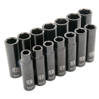 Jeu de douilles m&eacute;triques, 14 Mcx, Chocs, Prise de 1/2", Profond Distribution Industrielle GC