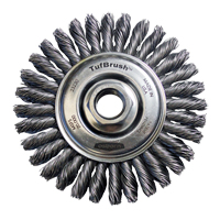 Brosse &agrave; fils nou&eacute;s TufBrush, Dia. 4", Fils 0,02", Arbre 5/8"-11, Acier Distribution Industrielle GC