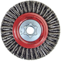 Brosse &agrave; fils nou&eacute;s pour cordons de soudure pour meuleuse angulaire, Dia. 4", Fils 0,02", Arbre 5/8"-11, Acier Distribution Industrielle GC