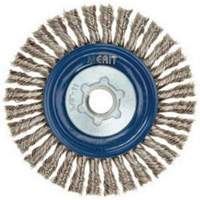 Brosse &agrave; fils nou&eacute;s pour cordons de soudure pour meuleuse angulaire, Dia. 5", Fils 0,02", Arbre 5/8"-11, Acier inoxydable Distribution Industrielle GC