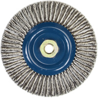 Brosse &agrave; fils nou&eacute;s pour cordons de soudure pour meuleuse angulaire, Dia. 6", Fils 0,02", Arbre 5/8"-11, Acier inoxydable Distribution Industrielle GC