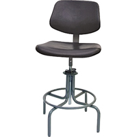 Tabouret rectangulaire avec dos de s&eacute;rie 600, Mobile, Ajustable, 25" - 31", Polyur&eacute;thane Si&egrave;ge, Noir Distribution Industrielle GC