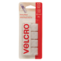 Attaches en carr&eacute;e, Boucle et crochet, 7/8" dia., Adh&eacute;sif, Blanc Distribution Industrielle GC
