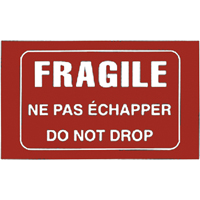 &eacute;tiquettes pour traitement sp&eacute;cial bilingues Fragile, 5" lo x 3" la, Blanc/rouge Distribution Industrielle GC