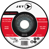 POWER ABRASIVE&reg; Grinding Wheel, 5" x 1/4", 7/8" Arbor, Type 27 Distribution Industrielle GC