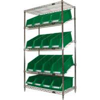 &eacute;tag&egrave;re en treillis m&eacute;tallique &agrave; tablettes inclin&eacute;es avec bacs, Tiers 5, 36" la x 63" h x 18" p Distribution Industrielle GC