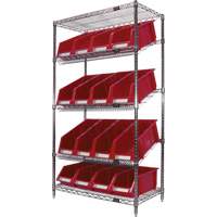 &eacute;tag&egrave;re en treillis m&eacute;tallique &agrave; tablettes inclin&eacute;es avec bacs, Tiers 5, 36" la x 63" h x 18" p Distribution Industrielle GC