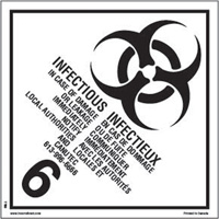 &eacute;tiquettes d'exp&eacute;dition TMD, Classe 6,2, Substances infectieuses, Papier Distribution Industrielle GC
