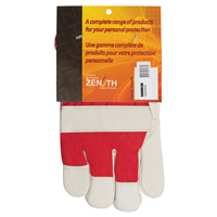 Gants d'ajusteur rouge & blanc doubl&eacute;s pour l'hiver de premi&egrave;re qualit&eacute;, Grand, Paume en Cuir fleur de vache, Doublure en Boa Distribution Industrielle GC