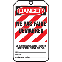 &eacute;tiquettes de verrouillage, Papier cartonn&eacute;, 3-1/8" la x 5-7/8" h, Français Distribution Industrielle GC