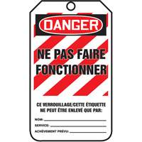 &eacute;tiquettes de verrouillage, Papier cartonn&eacute;, 3-1/8" la x 5-7/8" h, Français Distribution Industrielle GC