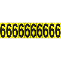 Individual Adhesive Number Markers, 6, 1-15/16" H, Black on Yellow Distribution Industrielle GC