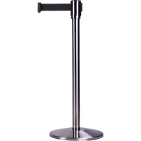 Barri&egrave;res sur pieds pour le contr&ocirc;le des foules, Acier, 35" h, Ruban Noir, Longueur du ruban 12' Distribution Industrielle GC