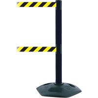 Dual Line Heavy Duty Post, Plastic, 38" H, Black/Yellow Tape, 7.5' Tape Length Distribution Industrielle GC