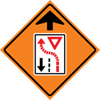 Enseigne enroulable de circulation c&eacute;dez le passage devant, 29-1/2" x 29-1/2", Vinyle, Pictogramme Distribution Industrielle GC