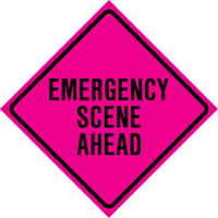 Enseigne enroulable de circulation  Emergency Scene Ahead , 36" x 36", Vinyle, Anglais Distribution Industrielle GC