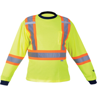 Chemise de s&eacute;curit&eacute; &agrave; manches longues, Polyester, Moyen, Jaune lime haute visibilit&eacute; Distribution Industrielle GC