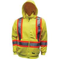 Chandail &agrave; capuchon de s&eacute;curit&eacute; en molleton, Polyester, Petit, Jaune lime haute visibilit&eacute; Distribution Industrielle GC