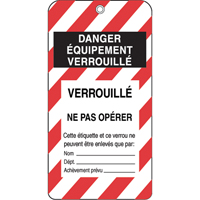 &eacute;tiquettes de verrouillage, Plastique, 3" la x 5-3/4" h, Français Distribution Industrielle GC