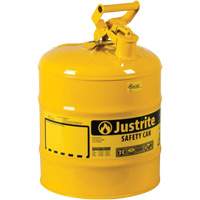 Safety Cans, Type I, Steel, 5 US gal., Yellow, FM Approved/UL/ULC Listed Distribution Industrielle GC