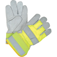 Gants d'ajusteur haute visibilit&eacute; de premi&egrave;re qualit&eacute;, Grand, Paume en Cuir de vache refendu, Doublure en Coton Distribution Industrielle GC