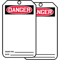 Safety Tags, Plastic, 3-1/8" W x 5-7/8" H, French Distribution Industrielle GC