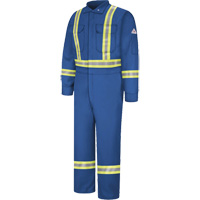 Combinaisons de qualit&eacute; sup&eacute;rieure r&eacute;sistantes aux flammes avec bandes r&eacute;fl&eacute;chissantes, Taille 38, Bleu royal, 12,2 cal/cm² Distribution Industrielle GC