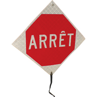Panneau de circulation enroulable  Arr&ecirc;t , 24" x 24", Vinyle, Français Distribution Industrielle GC