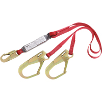 PRO Shock Absorbing Lanyards, 6', Rebar Hook Center, Snap Hook Leg Ends, Polyester Distribution Industrielle GC