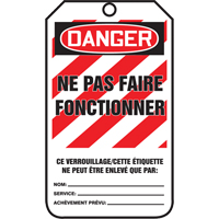 &eacute;tiquettes de verrouillage, Plastique, 3-3/8" la x 5-5/8" h, Français Distribution Industrielle GC