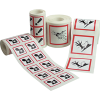 &eacute;tiquettes avec pictogrammes SGH, Vinyle, Rouleau, 4" lo x 4" la Distribution Industrielle GC