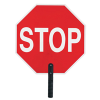 Panneau de signalisation  Stop , 18" x 18", Plastique, Anglais avec pictogramme Distribution Industrielle GC