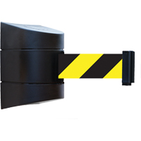 Tensabarrier&reg; Wall Mounted Units, Plastic, Magnetic Mount, 15', Black and Yellow Tape Distribution Industrielle GC