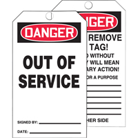 Tags By-The-Roll Safety Tags, Cardstock, 3" W x 6-1/4" H, English Distribution Industrielle GC
