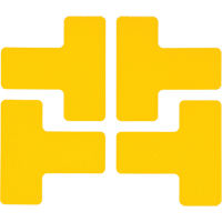 Autocollants pour d&eacute;limitation des coins sur le sol, T, 5" lo x 2" la, Jaune, Polyester Distribution Industrielle GC