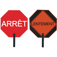 Panneau de signalisation &agrave; deux c&ocirc;t&eacute;s  Arr&ecirc;t/Lentement , 18" x 18", Aluminium, Français avec pictogramme Distribution Industrielle GC