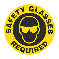 Panneau de signalisation au sol  Safety Glasses , Adh&eacute;sif, Anglais avec pictogramme Distribution Industrielle GC