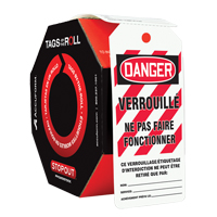 &eacute;tiquettes de s&eacute;curit&eacute; en rouleaux, Plastique, 3" la x 6-1/4" h, Français Distribution Industrielle GC