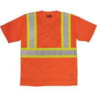 Short-Sleeved Safety T-Shirt with Pocket, Polyester, Large, High Visibility Orange Distribution Industrielle GC