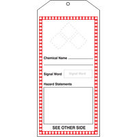 GHS Jumbo Tags, Cardstock, 3-7/8" W x 8-1/2" H, English Distribution Industrielle GC