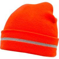 Bonnet en tricot haute visibilit&eacute; avec bande r&eacute;fl&eacute;chissante, Orange haute visibilit&eacute;, Acrylique Distribution Industrielle GC