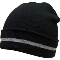 Knit Hat with Silver Reflective Stripe, One Size, Black Distribution Industrielle GC