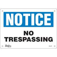 Enseigne No Trespassing, 7" x 10", Aluminium, Anglais Distribution Industrielle GC