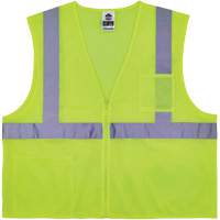 Gilet de s&eacute;curit&eacute; auto-extinguible GloWear 8256Z, Jaune lime haute visibilit&eacute;, Moyen/Petit, Polyester Distribution Industrielle GC