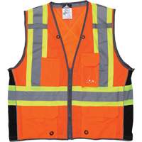 Veste de s&eacute;curit&eacute; pour arpenteur, Orange haute visibilit&eacute;, Grand, Polyester Distribution Industrielle GC