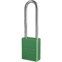 Cadenas de s&eacute;curit&eacute; American Lock, Vert, Cl&eacute;s diff&eacute;rentes, Aluminium, Largeur de 1-1/2" Distribution Industrielle GC
