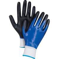 Gants enduits noir & bleu, Grand, R&ecirc;vetement Mousse de nitrile, Calibre 15, Enveloppe en Nylon Distribution Industrielle GC