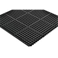 Tapis antifatigue &agrave; imbrication Cushion-Ease 550, &agrave; fentes, 3' x 3' x 3/4", Noir, Caoutchouc Distribution Industrielle GC