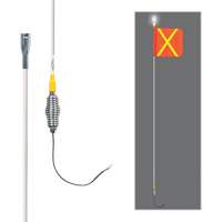 Tiges de s&eacute;curit&eacute; tout-temps de s&eacute;rie lourde avec lumi&egrave;re DEL constante Safety Whip, Fixation Ressort, Hauteur 5', Orange avec X r&eacute;fl&eacute;chissant Distribution Industrielle GC